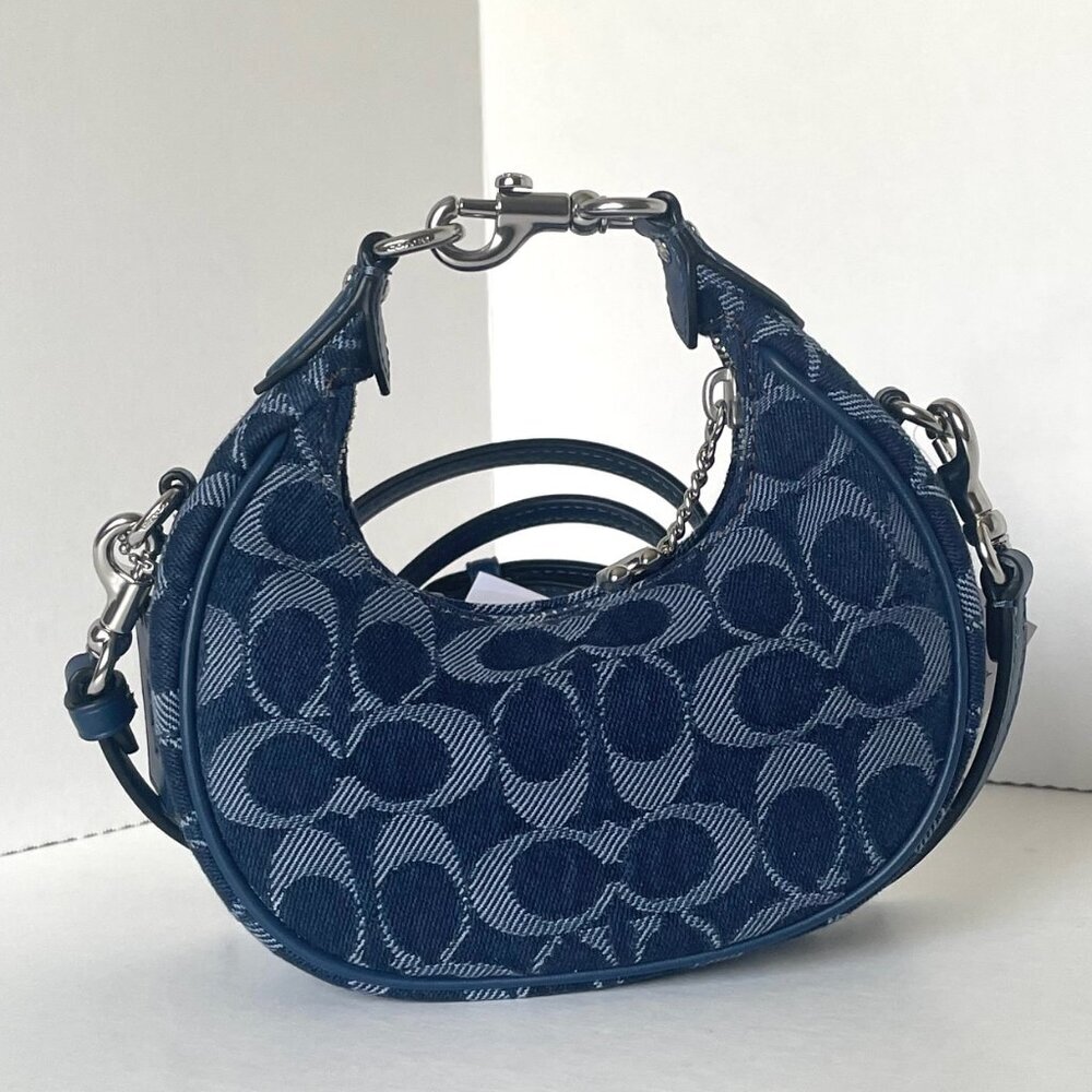 Coach Jonie Crossbody Mini Signature Denim Leather CA004 Hobo Wristlet Jacquard - Picture 3 of 13